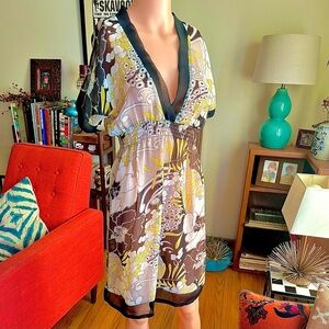 Vintage 90s Boutique Semi-Sheer Japanese Print Dress